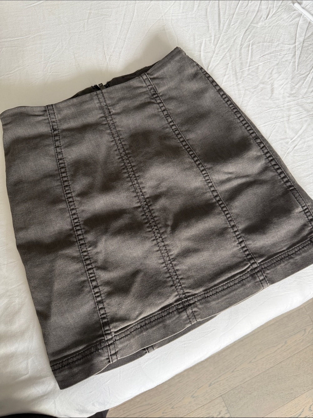 Free People Women's Dark Gray Denim Mini Skirt